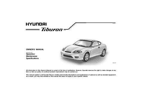 2005 hyundai tiburon owners manual PDF