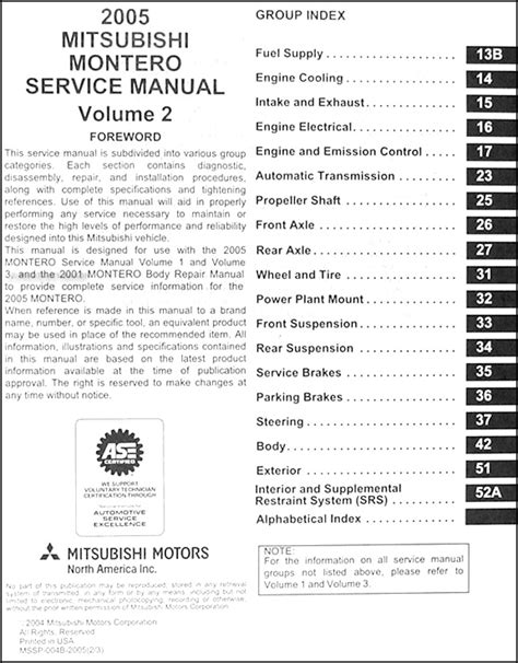 2005 mitsubishi montero limited repair manual Epub