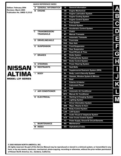 2005 nissan altima service manual PDF