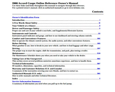 2006 Honda Accord Coupe Owners Manual Ebook Epub