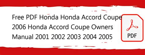 2006 Honda Accord Coupe Owners Manual Ebook Epub