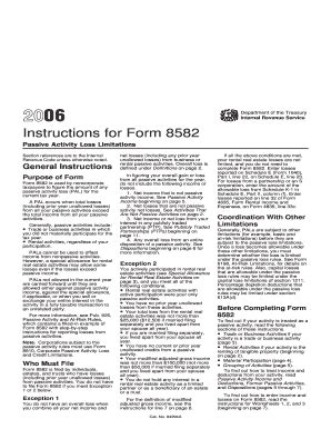 2006 form 8582 instructions PDF