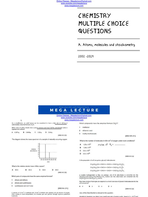 2006 higher chemistry multiple choice worked answers PDF