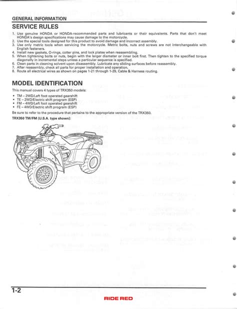 2006 honda trx350fe service manual pdf PDF