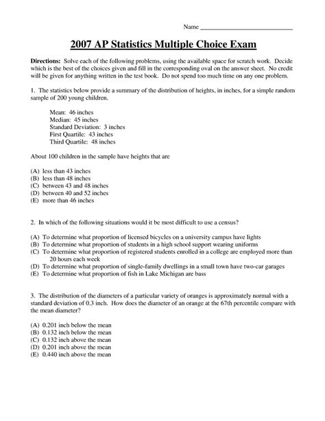 2007 Ap Stat Multiple Choice Answers Reader