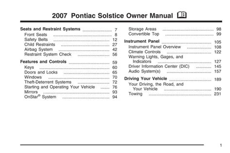 2007 Pontiac Solstice Gxp Owners Manual Ebook Epub