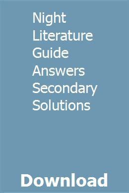 2007 Secondary Solutions Night Literature Guide Answers Epub