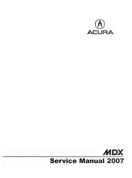 2007 acura mdx service manual Reader