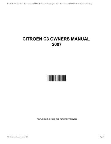 2007 citroen c3 owners manual Doc