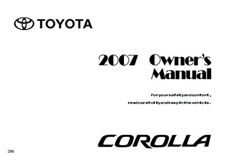 2007 corolla owners manual PDF