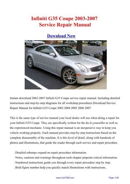 2007 infiniti g35 troubleshooting guide PDF