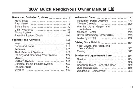 2007 rendezvous owners manual PDF