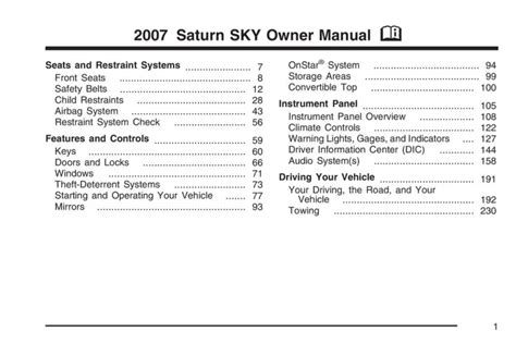 2007 saturn sky owners manual pdf PDF