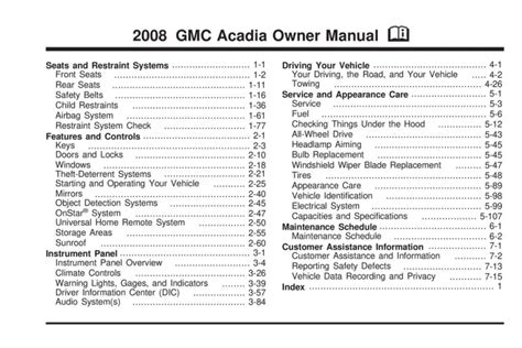 2008 acadia owners manual Reader