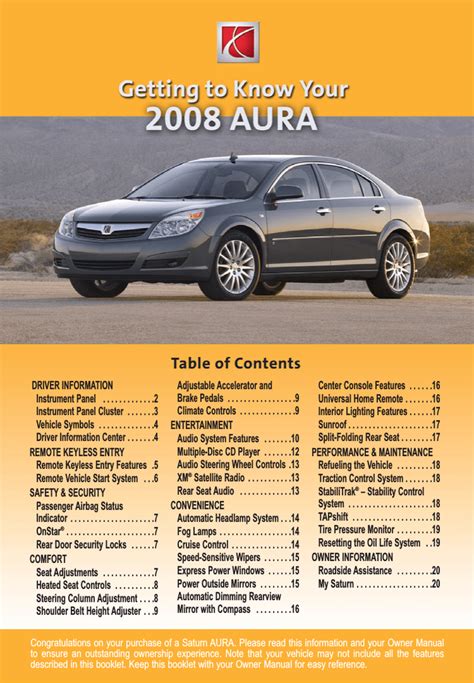 2008 saturn aura owners manual online Doc