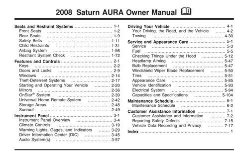 2008 saturn aura xe owners manual Kindle Editon