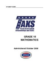 2009 10th Grade Math Taks Answers Reader