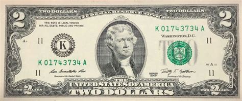 2009 2 dollar bill worth