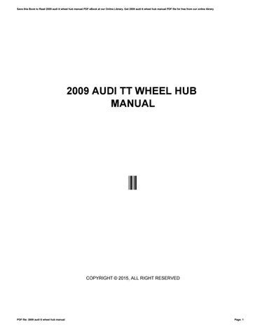 2009 audi tt wheel manual Kindle Editon