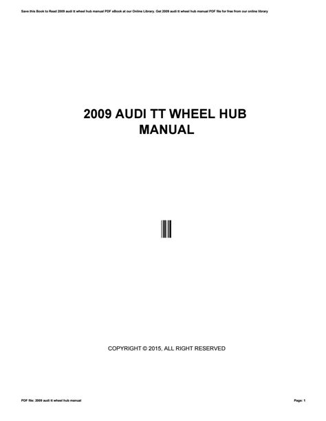 2009 audi tt wheel manual PDF