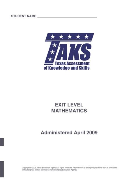 2009 math taks test answer key Reader