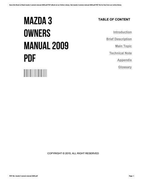 2009 mazda 3 repair manual PDF