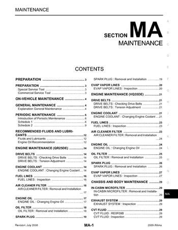 2009 nissan altima maintenance schedule PDF