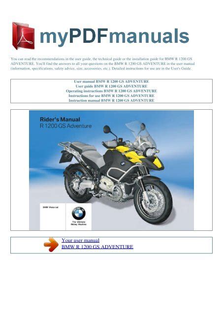 2010 bmw r1200gs owners manual PDF