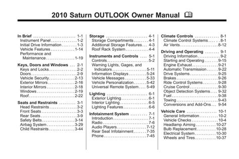 2010 saturn outlook owners manual Reader