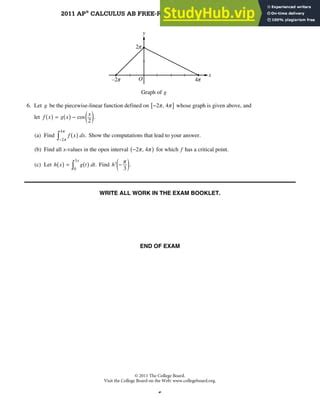 2011 AP Calculus AB Free-Response Questions