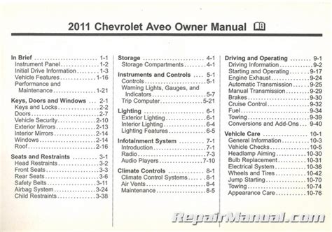 2011 chevrolet aveo owners manual PDF