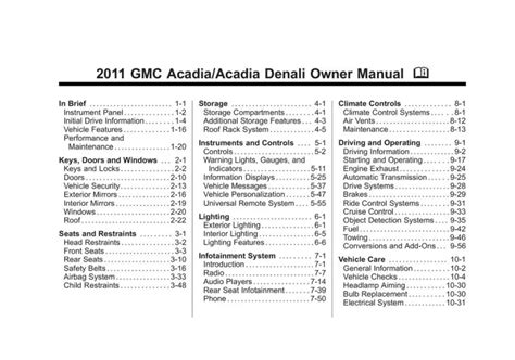 2011 gmc acadia manual PDF