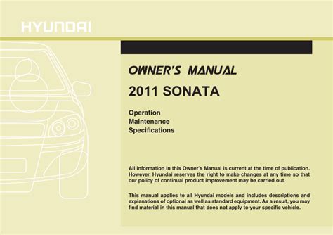 2011 hyundai sonata owner manual Epub