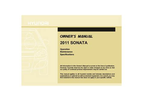 2011 sonata owners manual Kindle Editon
