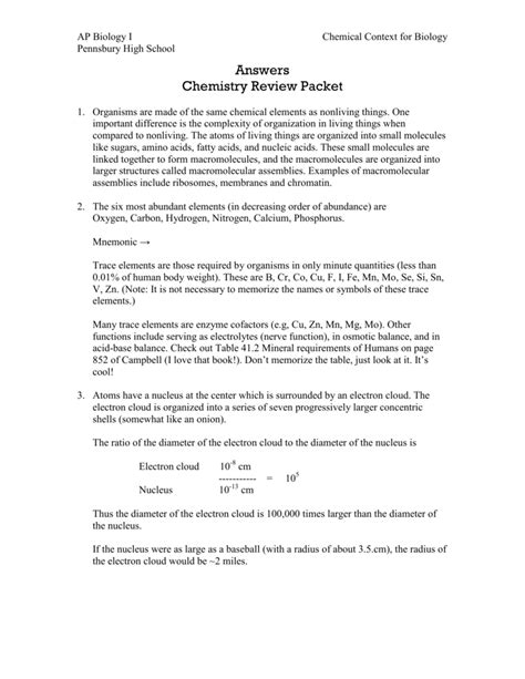 2012 Ap Chemistry Review Packet Answers Epub