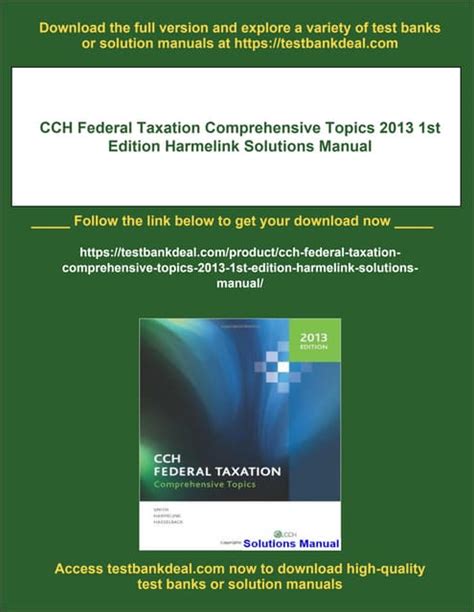 2012 CCH FEDERAL TAXATION COMPREHENSIVE TOPICS SOLUTION MANUAL Ebook Reader