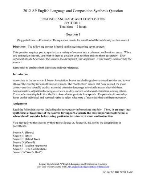 2012 ap lang essay questions Epub