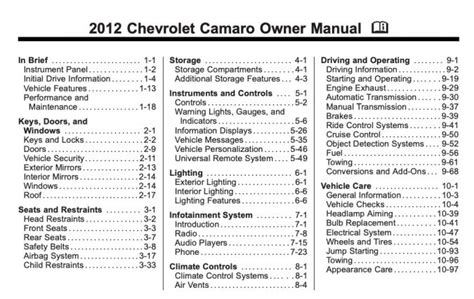 2012 camaro owners manual pdf Epub