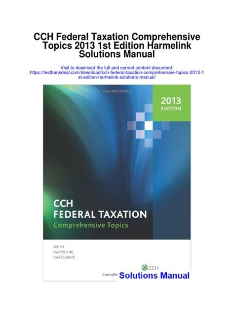 2012 cch federal taxation comprehensive topics solution manual Kindle Editon