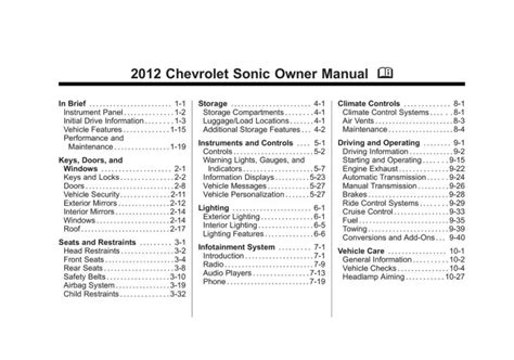 2012 chevrolet sonic owner manual general motors PDF