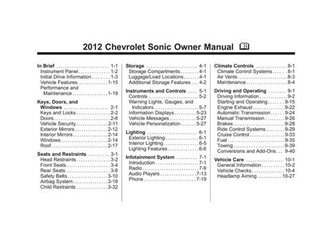 2012 chevrolet sonic owner manual general motors Ebook Doc