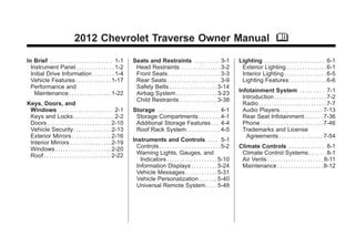 2012 chevy traverse owners manual Kindle Editon