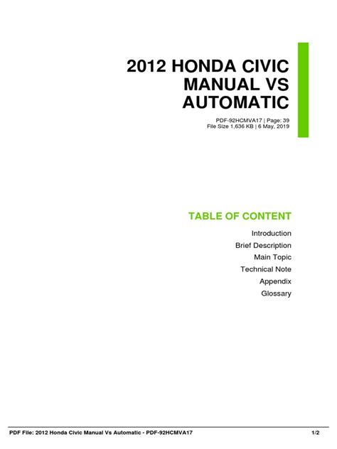 2012 honda civic manual vs automatic Doc