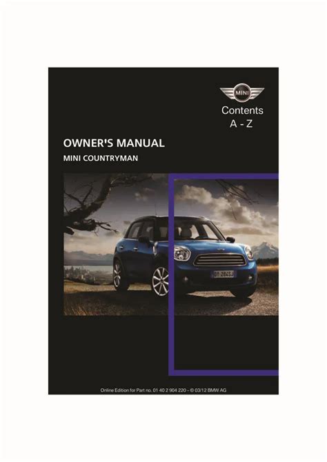 2012 mini owners manual Kindle Editon