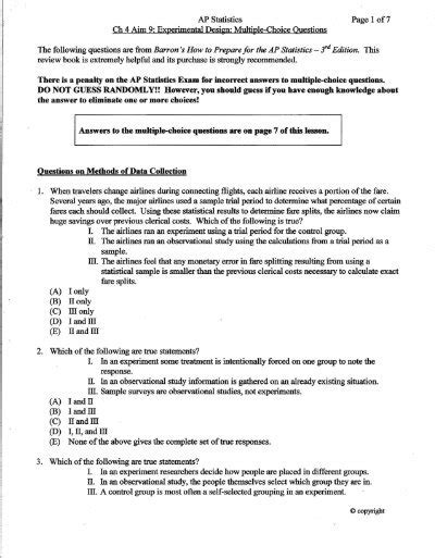 2012 multiple choice ap statistic answers Reader