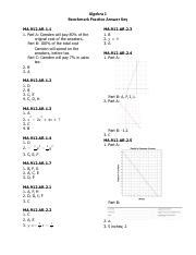 2013 Algebra 1 Benchmark Answer Key Doc