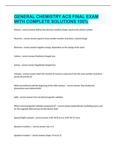 2013 answers to acs general chemistry exam PDF