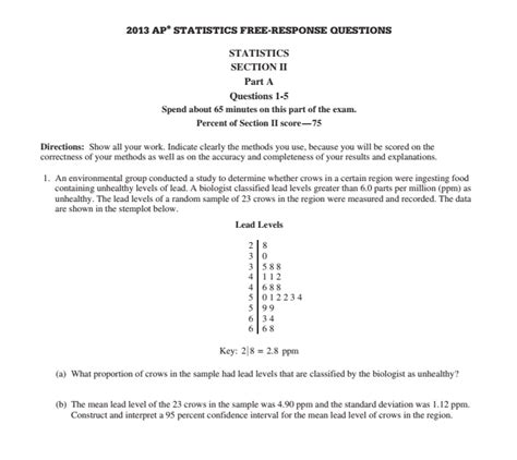 2013 ap statistics free response answers PDF