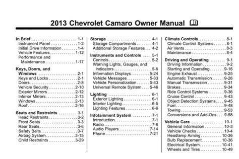 2013 camaro owners manual cover Doc