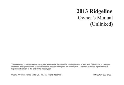 2013 honda ridgeline manual Epub
